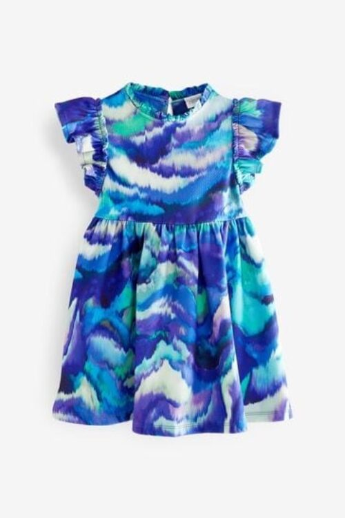 Blue Ruffle Ponte Dress