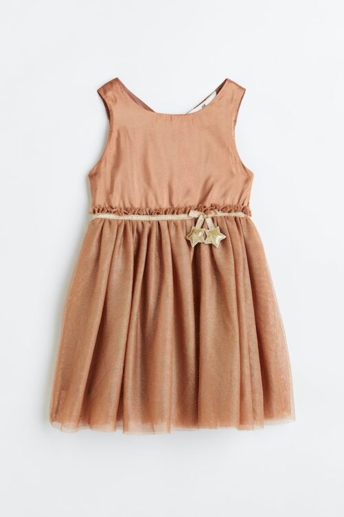 Tulle-Skirt Dress – Brown