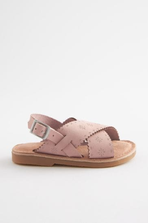 Next Pink Leather Cross Sandals