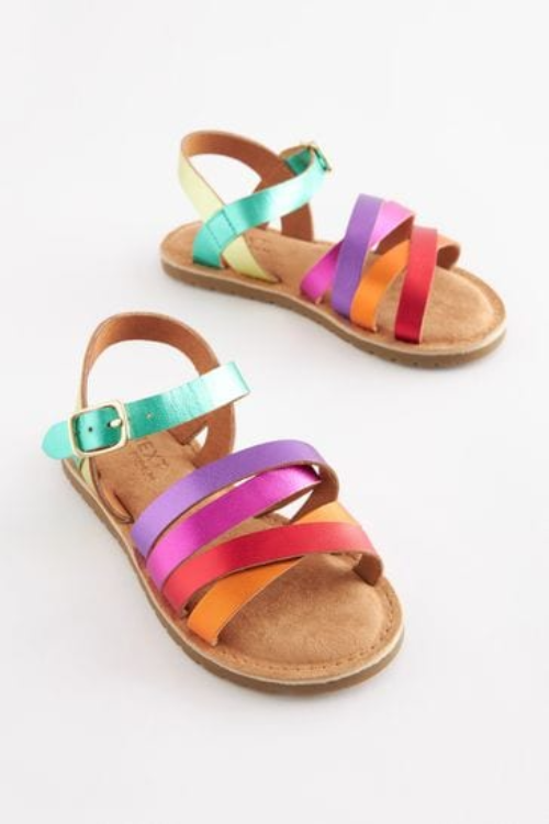 Next Metallic Leather Multi-strap Sandals