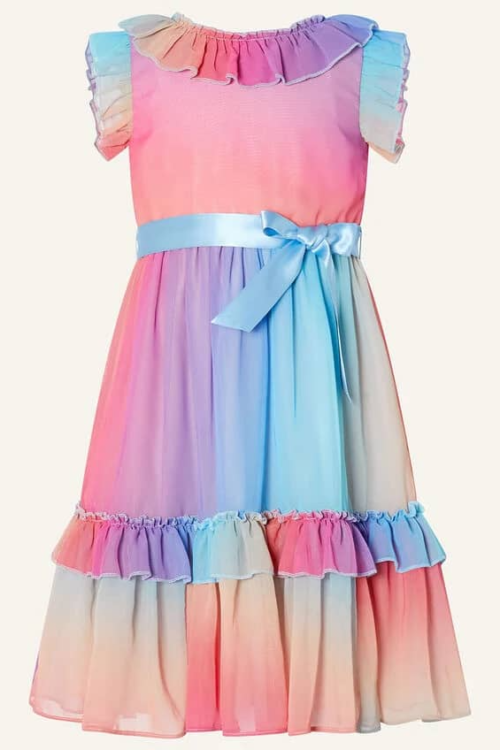 Monsoon Ombre Pleated Dress Multicolour