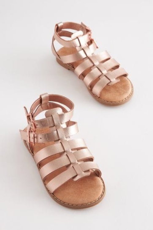 Next Rose Gold Leather Gladiator Sandals