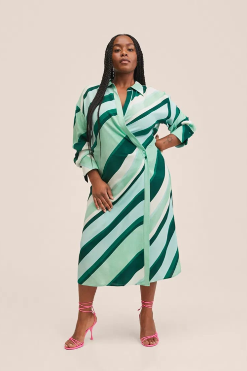 Mango Green Pring Wrap Strap Dress