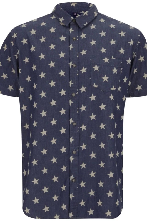 Brave Soul Mens Kudos Short Sleeve Printed Star Shirt