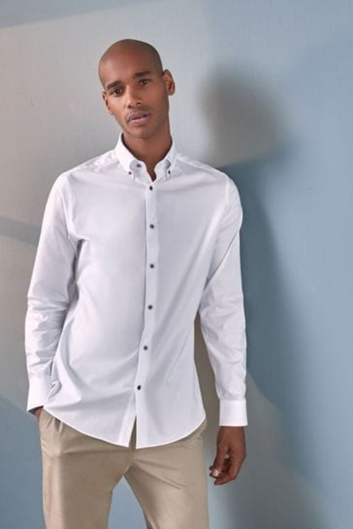 Next White Egyptian Cotton Stretch Oxford Shirt