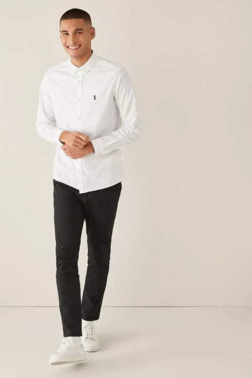 Next White Shirt With Black Spots