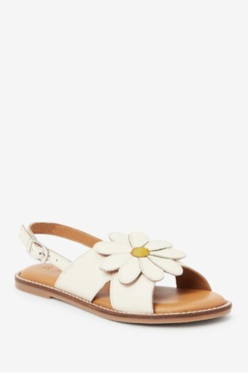 Next Bone White Leather Daisy Sandal