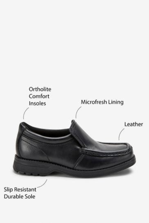 Next Black Leather Loafer Shoes