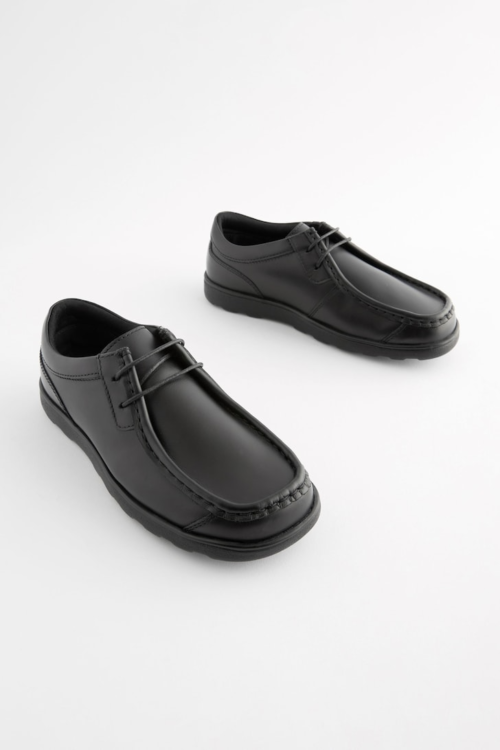 Next Black Standard Fit Leather Lace-Up Shoes