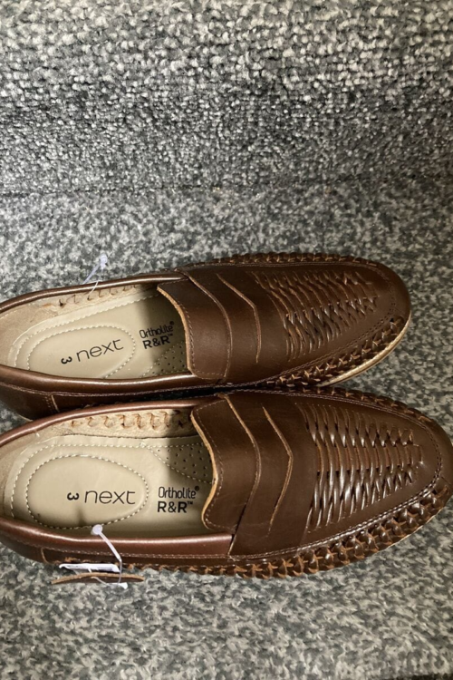 Next Tan Brown Leather Weave Loafers