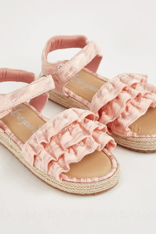 Pink Frill Espadrille Sandals