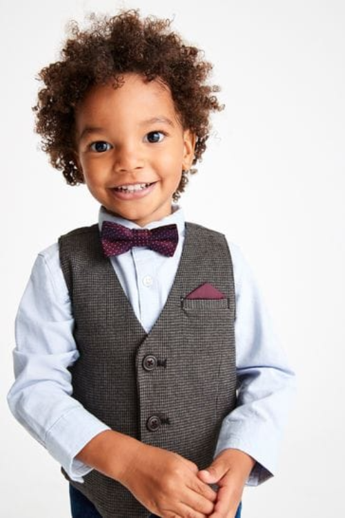 Next Waistcoat, Blue Shirt And Bow Tie