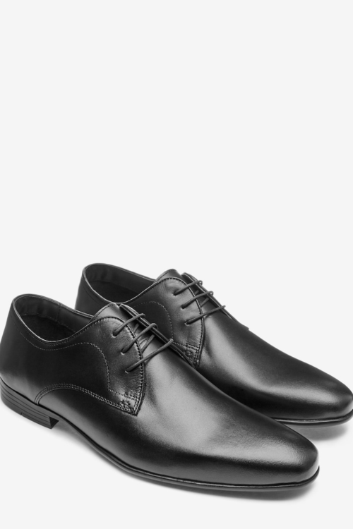 Next Regular Fit Leather Plain Derby Shoes