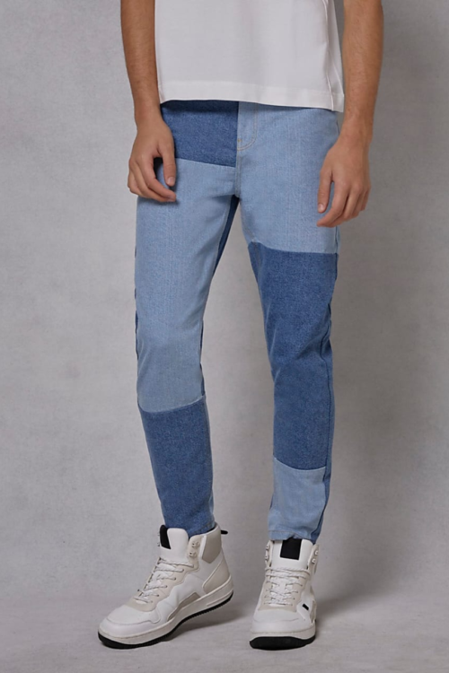 River Island Boys Blue Patchwork Jeans