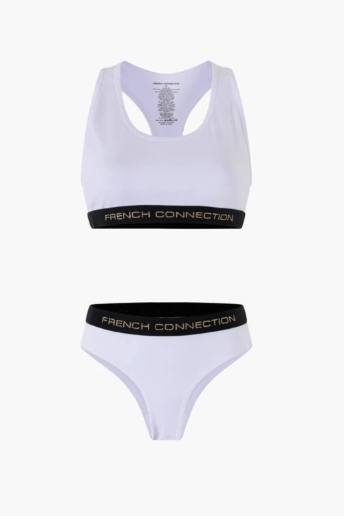 French Connection Crop Top And Thong Set Lurex