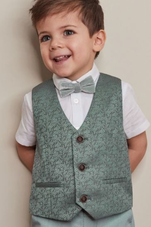 Next Mint Green Waistcoat, Shirt And Tie Set