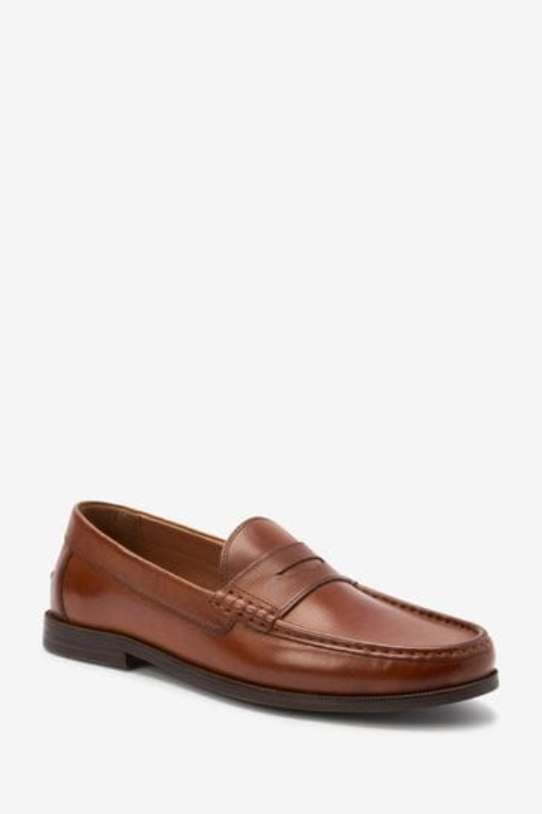 Next Tan Brown Leather Penny Loafers