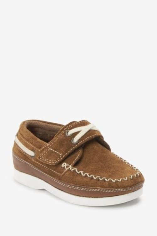 Next Boys Tan Brown Boat Leather Shoes