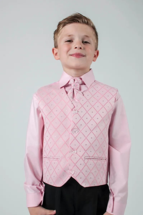 Pageboy Pink Shirt With Waistcoat And Tie Set