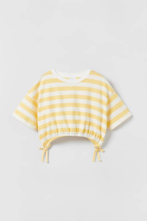 Zara Striped T Shirt With Elasticated Trims