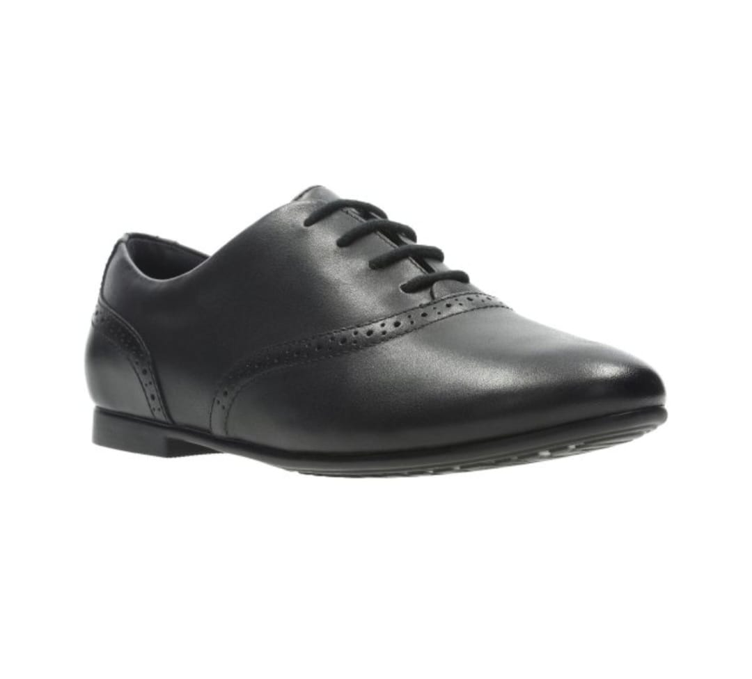 Jules Walk In Black Leather School Shoes