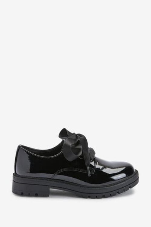 Next Black Patent Ribbon Lace School Shoes