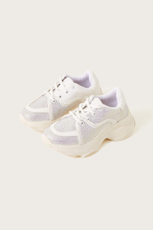 Monsoon Chunky Diamante Lace Up Trainers