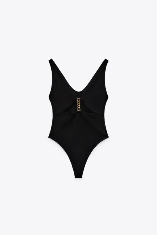 Zara Bodysuit With Chain And Cut-out Detail