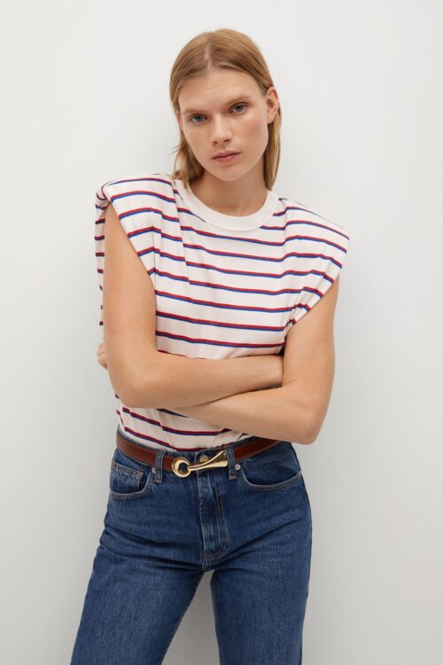 Mango Shoulder Pad Stripped T-shirt