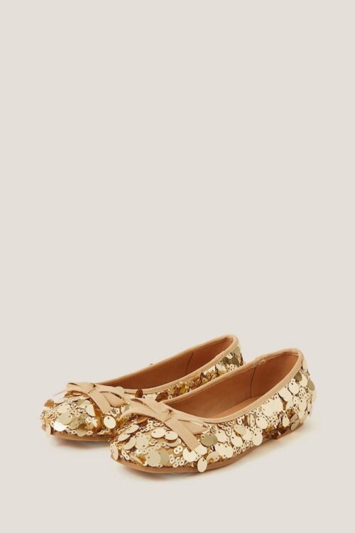 Monsoon Sequin Ballet Flat Gold