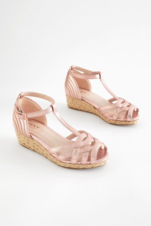 Next Rose Gold Heeled Wedge Sandals