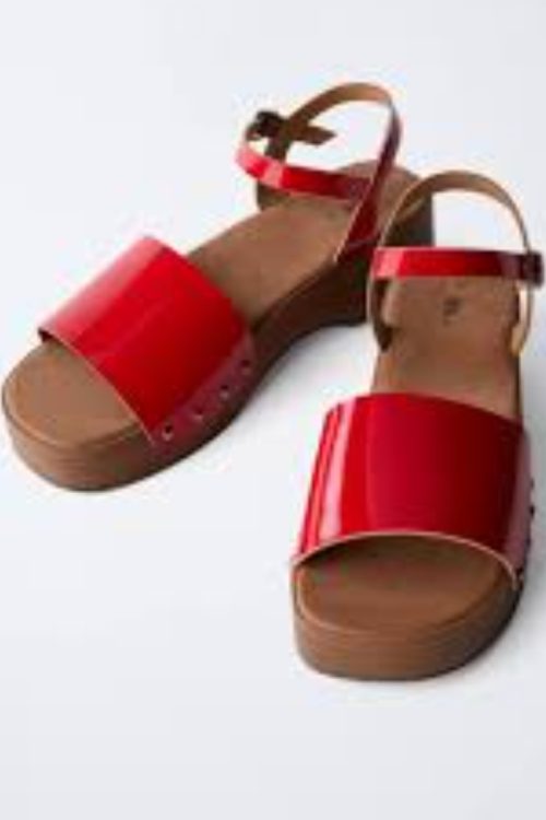Zara Red Platform Sandals