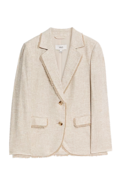 Marks and Spencer Linen Rich Melange Frayed Edge Blazer